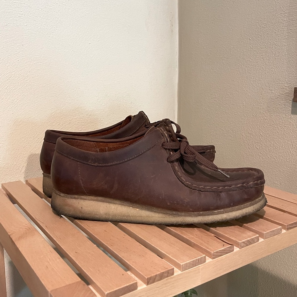 Clarks Brown Leather Lace-Up Loafers